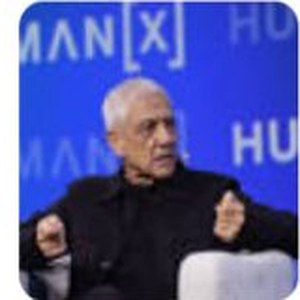 Vinod Khosla at HumanX, the frame that ran with the HITC story