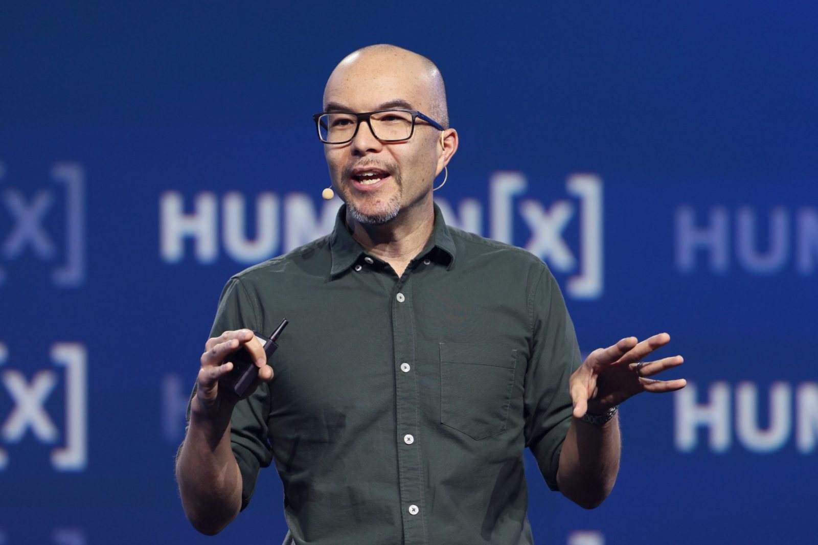 Canva co-founder Cameron Adams speaking at HumanX San Francisco 2026, photographed by Big Event Media