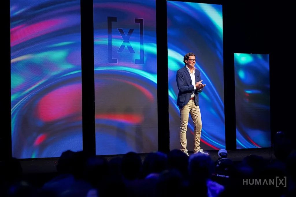 HumanX co-founder Stefan Weitz on stage at the Fontainebleau Las Vegas, photographed by Big Event Media