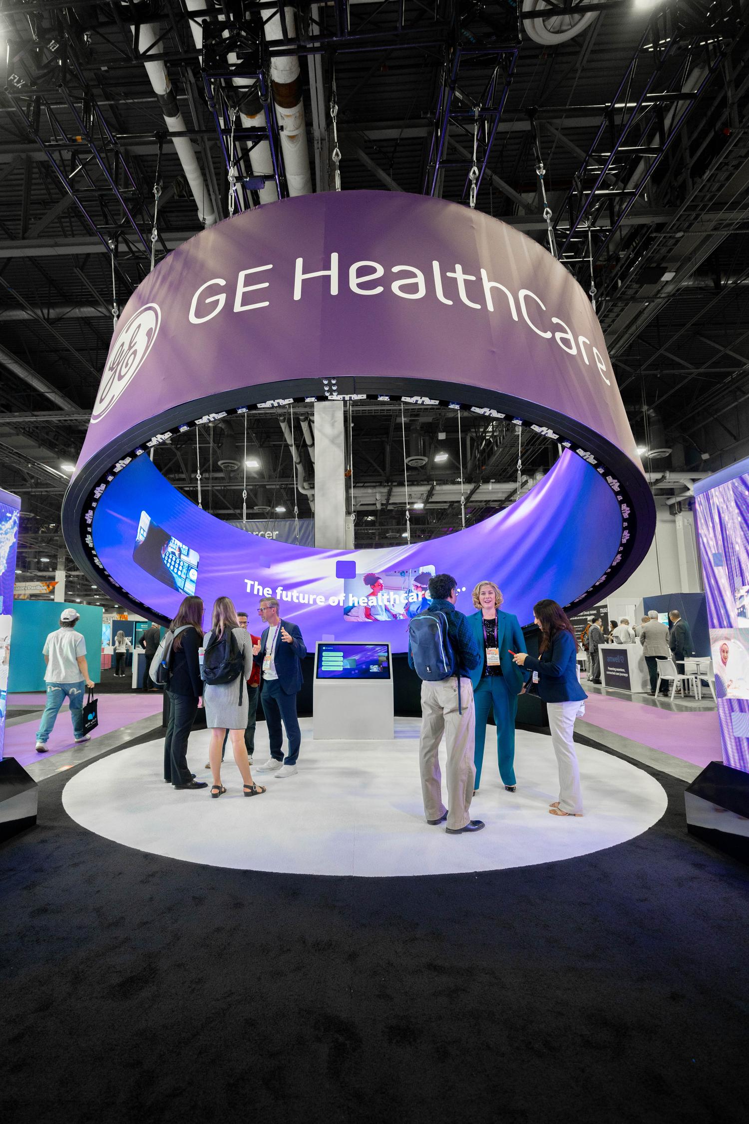 GE HealthCare booth on the HLTH show floor